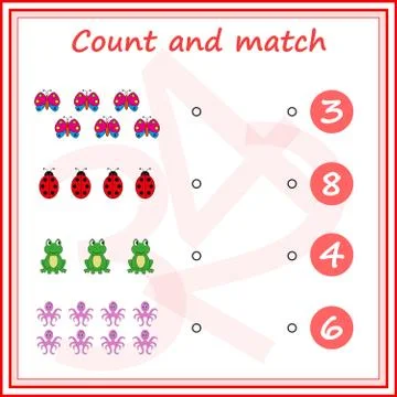 Worksheet. Mathematical puzzle game. Learning mathematics, tasks for addition Stock Illustration