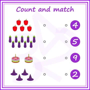 Worksheet. Mathematical puzzle game. Learning mathematics, tasks for addition Stock Illustration