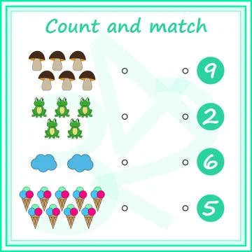 Worksheet. Mathematical puzzle game. Learning mathematics, tasks for addition Stock Illustration