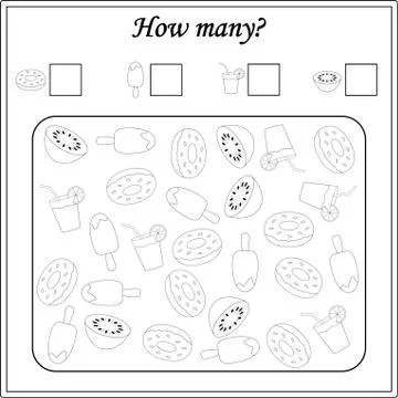 Worksheet. Mathematical puzzle game. Learning mathematics, tasks for addition Stock Illustration