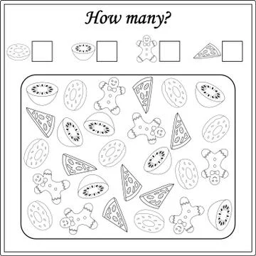 Worksheet. Mathematical puzzle game. Learning mathematics, tasks for addition Stock Illustration