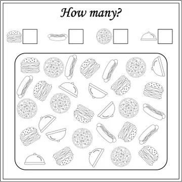 Worksheet. Mathematical puzzle game. Learning mathematics, tasks for addition Stock Illustration