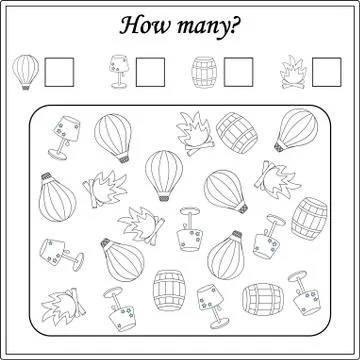 Worksheet. Mathematical puzzle game. Learning mathematics, tasks for addition Stock Illustration