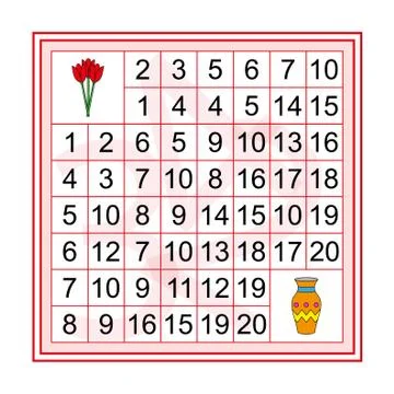 Worksheet. Mathematical puzzle game. Learning mathematics, tasks for addition Stock Illustration