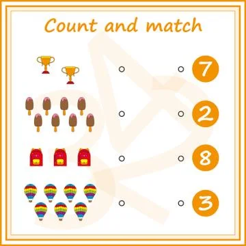 Worksheet. Mathematical puzzle game. Learning mathematics, tasks for addition Stock Illustration