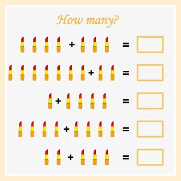 Worksheet. Mathematical puzzle game. Learning mathematics, tasks for addition Illustrazione stock