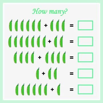Worksheet. Mathematical puzzle game. Learning mathematics, tasks for addition Stock Illustration
