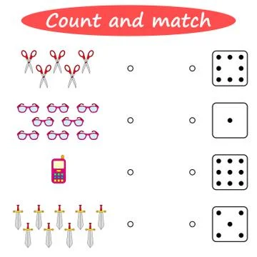 Worksheet. Mathematical puzzle game. Learning mathematics, tasks for addition Stock Illustration