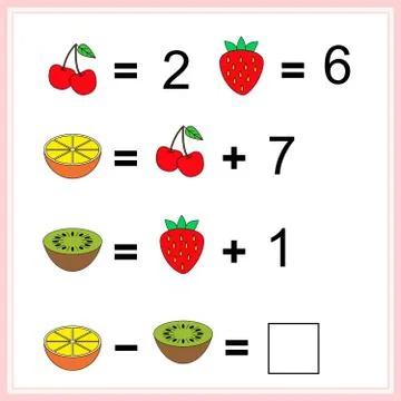 Worksheet. Mathematical puzzle game. Learning mathematics, tasks for addition Stock Illustration