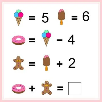 Worksheet. Mathematical puzzle game. Learning mathematics, tasks for addition Stock Illustration