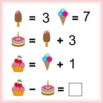 Worksheet. Mathematical puzzle game. Learning mathematics, tasks for addition Illustrazione stock