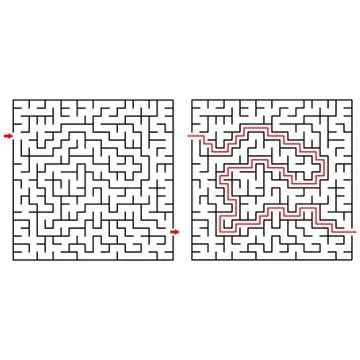 Worksheet. Maze labyrinth with entry and exit. Maze Puzzle Game  for kids Stock Illustration