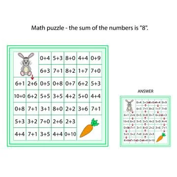 Worksheet. The task -  go through cells of the labyrinth Mathematical puzzle  Illustrazione stock