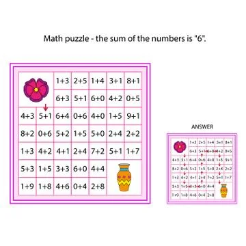 Worksheet. The task -  go through cells of the labyrinth Mathematical puzzle  Stock Illustration