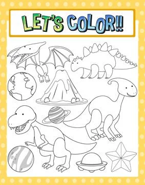 Worksheets template with Lets color text Stock Illustration