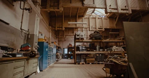 Workshop and equipment in warehouse Stock Footage 254871291