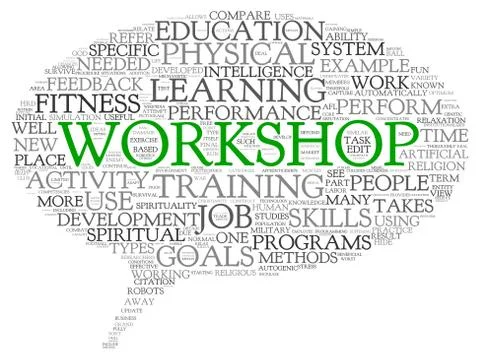 Workshop and learning related words concept Stock Illustration