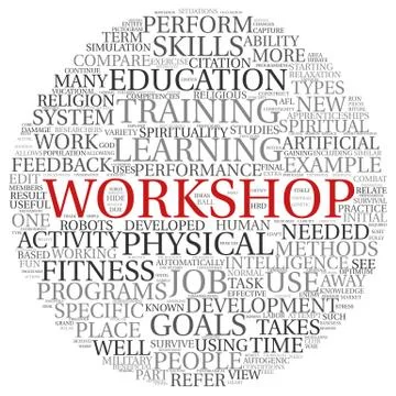 Workshop and learning related words concept Stock Illustration