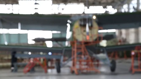 Workshop on the assembly of aircraft. Stock Footage 82800339