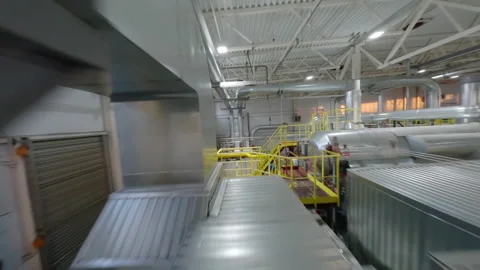 Workshop with automated equipment arranged for maximum efficiency Stock Footage 290550665