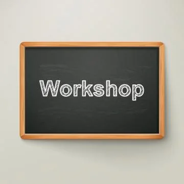 Workshop on blackboard in wooden frame Illustrazione stock