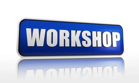 Workshop in blue banner Stock Illustration