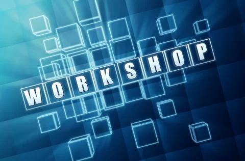 Workshop in blue glass blocks Stock Illustration