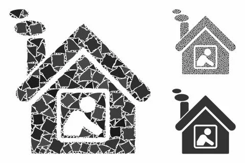 Workshop building Mosaic Icon of Unequal Items Ilustración de archivo