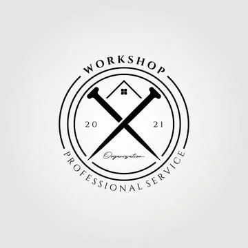 Workshop carpenter logo vector illustration design Stock Illustration