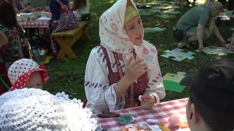Workshop for Children – Making Rag Dolls and Sewing Stock Footage 342704760