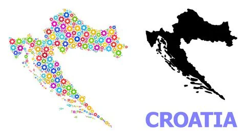 Workshop Collage Map of Croatia of Bright Wheels Stock Illustration