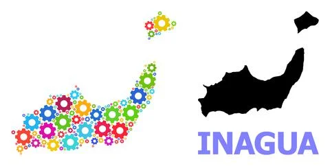 Workshop Collage Map of Inagua Islands with Colorful Wheels Stock Illustration