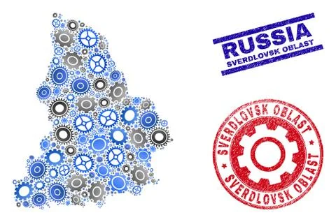 Workshop Collage Vector Sverdlovsk Region Map and Grunge Seals Stock Illustration