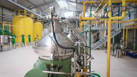 A workshop with a complex chemical process. Tanks and pipelines. Stock Footage 165192894