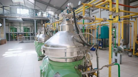A workshop with a complex chemical process. Tanks and pipelines. Stock Footage 165386900