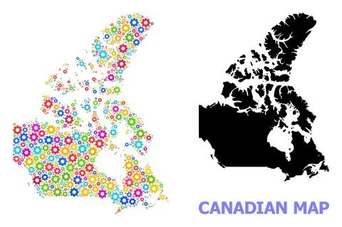Workshop Composition Map of Canada of Colorful Cogs Illustrazione stock