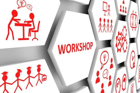 WORKSHOP concept cell background 3d illustration Stock Illustration