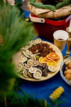 Workshop on creating a Christmas wreath. Elements for the decoration of the w Stock Photos