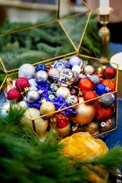 Workshop on creating a Christmas wreath. Elements for the decoration of the w Stock Photos