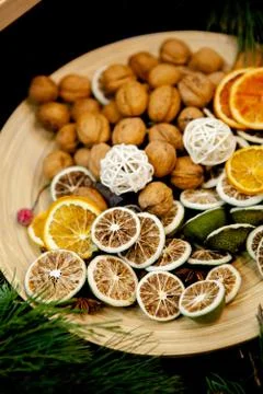Workshop on creating a Christmas wreath. Elements for the decoration of the w Stock Photos