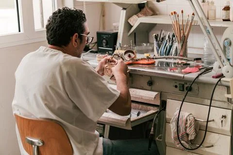Workshop of a dental technician Stock Photos
