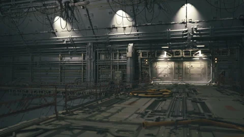 Workshop with dramatic lighting. Industrial space with cinematic aura Stock Footage 341595356