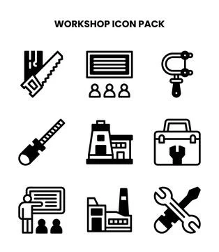 Workshop DuoTone Collection Icons Pack Stock Illustration