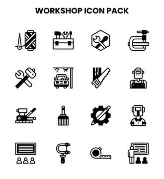 Workshop DuoTone Vector Icons Pack Stock Illustration