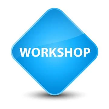 Workshop elegant cyan blue diamond button Stock Illustration