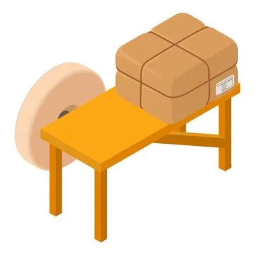 Workshop equipment icon isometric vector. Round grindstone and postal parcel Illustrazione stock
