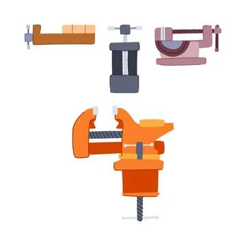 Workshop equipment set holding and clamping tools Stock Illustration