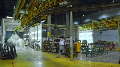 A workshop of the excavator producing factory Stock Footage 163336633