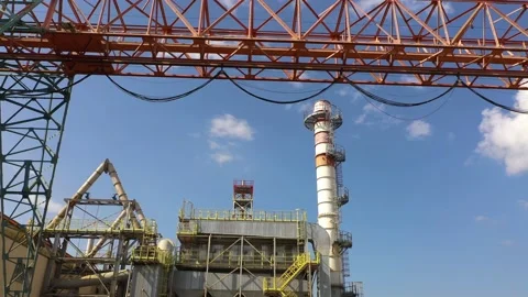 Workshop at factory with pipe and crane Stock Footage 211579415