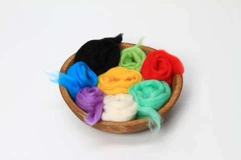 Workshop felting wool for beginners with tools Stock Photos